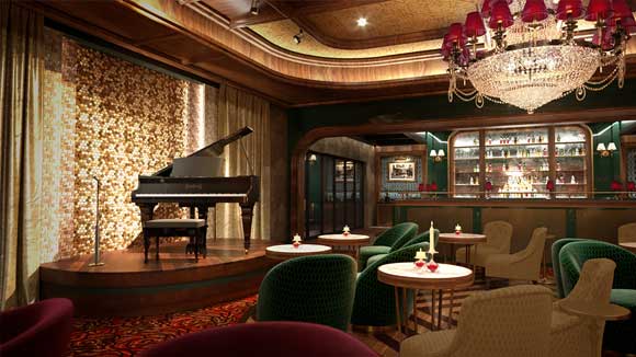 Rendering of the Interior of Runway 84 Dining Room with Grand Piano